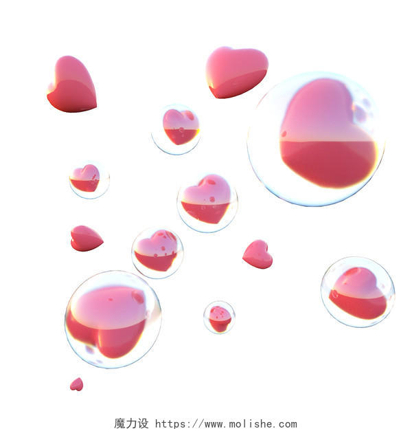 C4D很多爱心透明泡泡元素世界红十字日